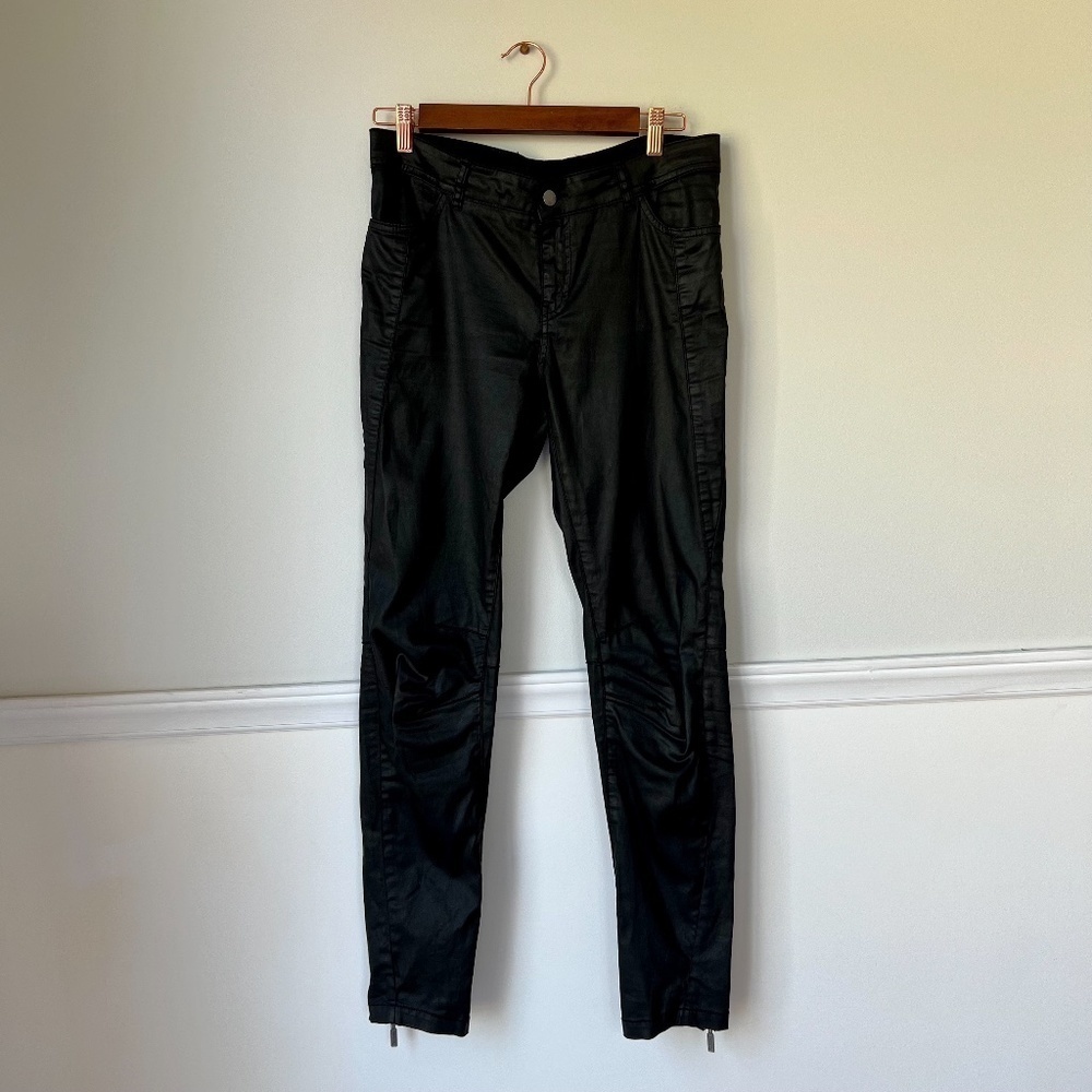 Barbour Frida Black Streak‎ Coated Jean Motorcycle Style Pants - Size US 8 - Picture 2 of 11